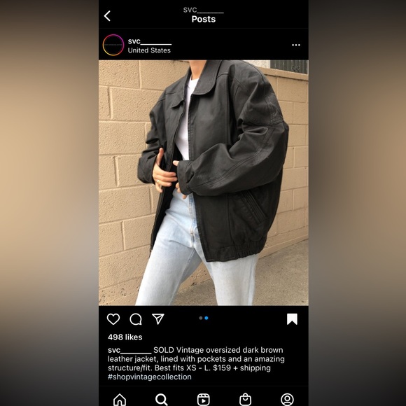 SVC Vintage Oversized Dark Black Brown Leather Jacket Unisex - Picture 2 of 10